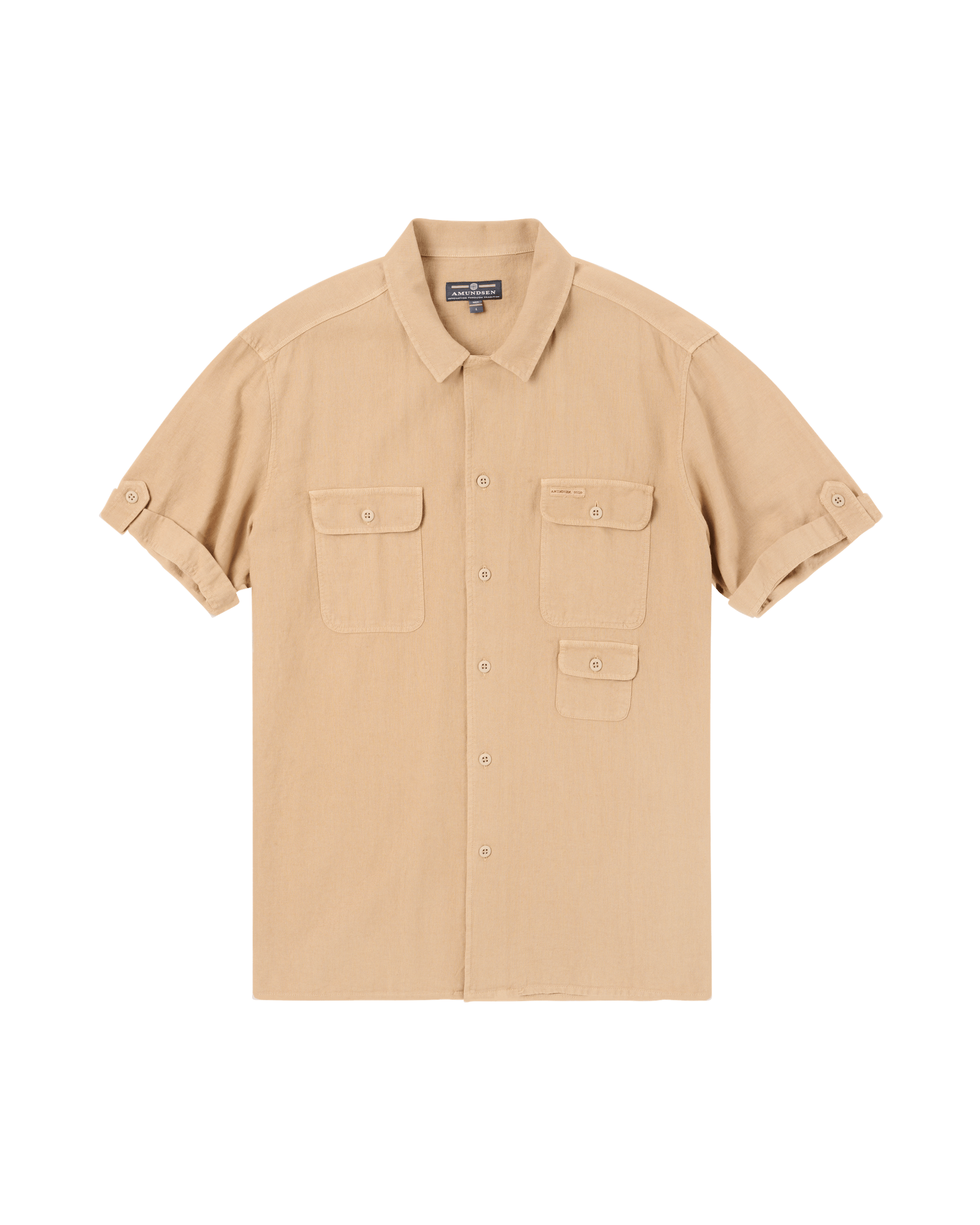 TRAVELLER'S LINEN SS MENS  625 Khaki